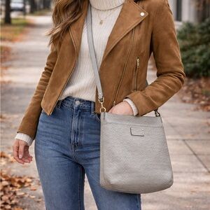 Kate Spade Gray Embossed‎ Messenger Purse